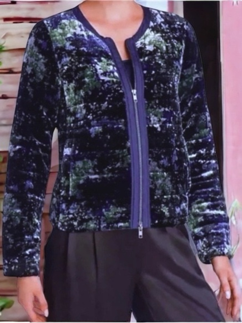 Eileen Fisher Silk Velvet Quilted Zip Puffer Women’s XS NWT $378 Quiet Luxury